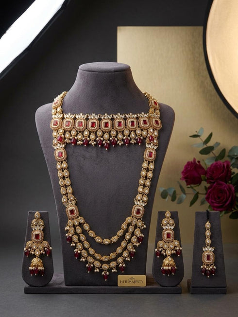 Royal Emerald Kundan & Pearl Bridal Jewellery Set