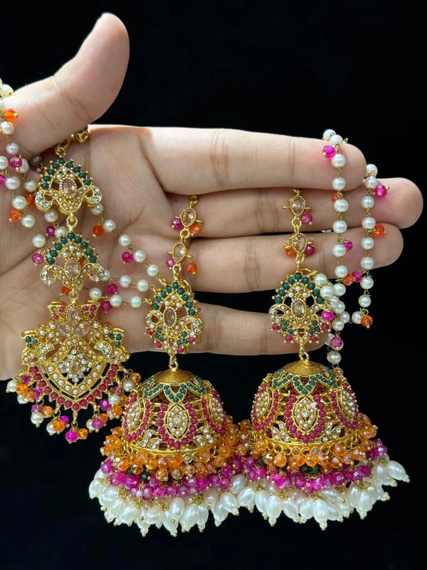 Noratan jhumke tika