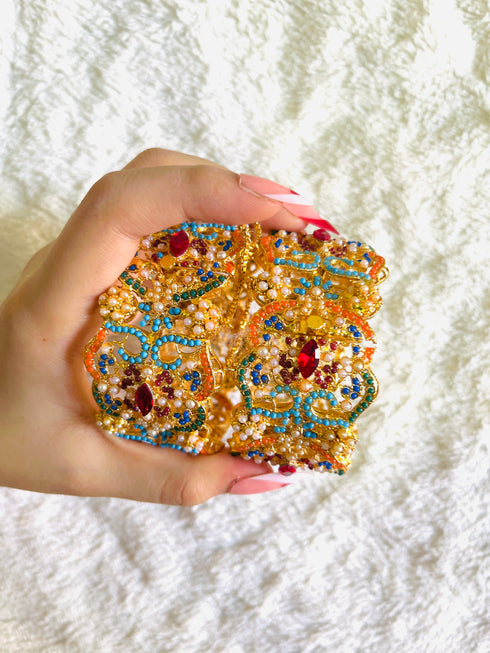 Traditional Gold-Toned Kundan Bangles