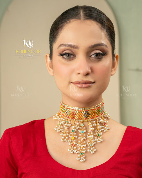 Hyderabadi Meenakari Pearl Choker