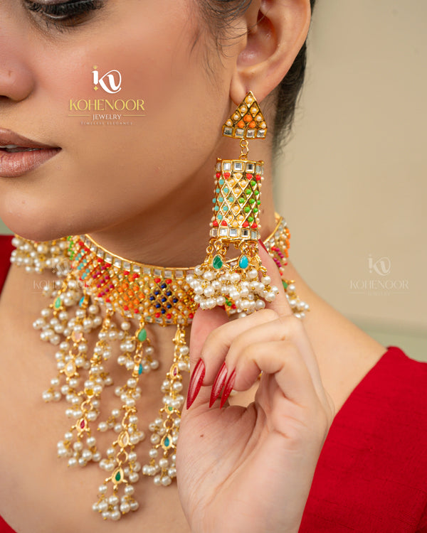 Hyderabadi Meenakari Pearl Choker
