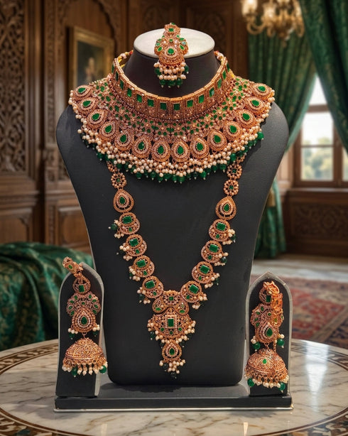 Royal Crimson Bridal Kundan & Pearl Jewellery Set