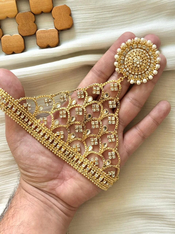 Hand Made Kundan Adjustable Ring Bracelet