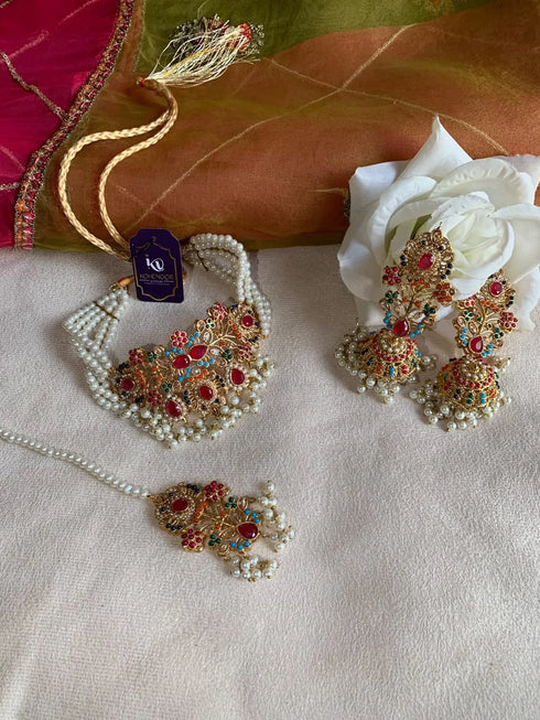 floral party wear jhumki set