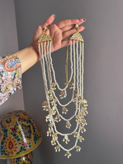 Hydrabadi Kundan mala jhumki set