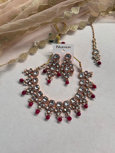 Royal Kundan & Pearl Choker Set with Maang Tikka