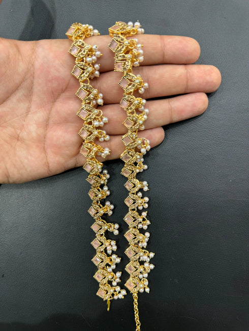 Ornate Pearl Charm Anklets