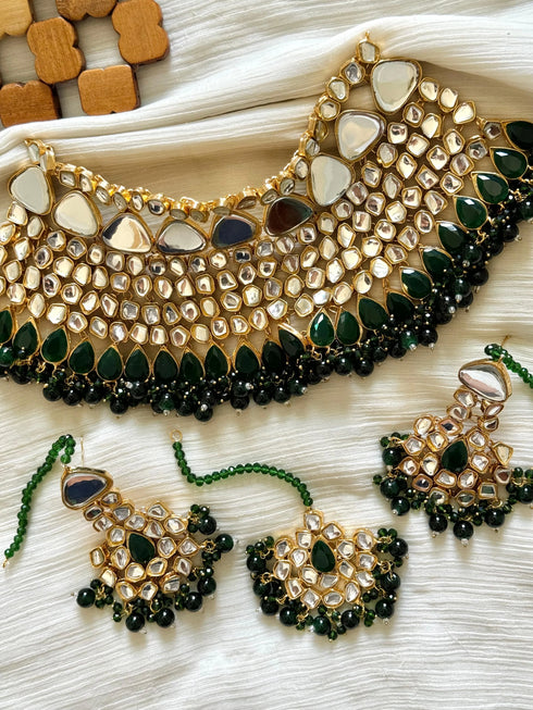 Gold plated Farshi Kundan designer set
