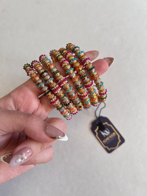 Royal Multicolor Beaded Stack Bangles
