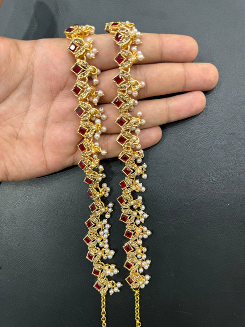 Ornate Pearl Charm Anklets