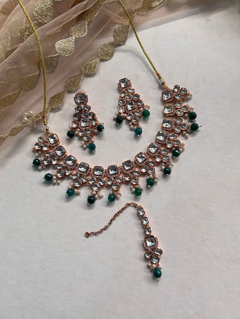 Royal Kundan & Pearl Choker Set with Maang Tikka