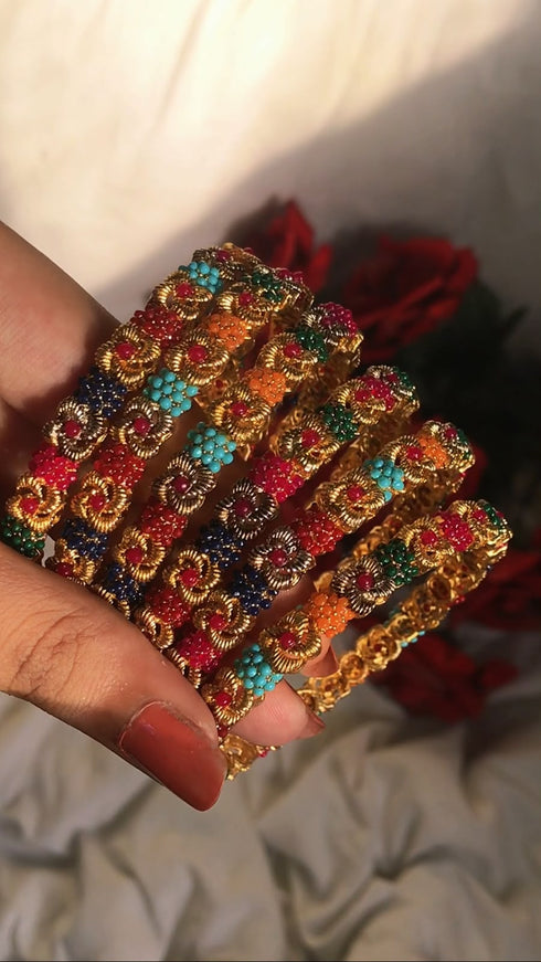 Royal Noratan Beaded Floral Bangles
