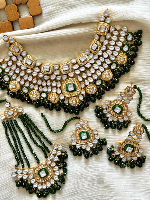 Gold plated Farshi Kundan designer set