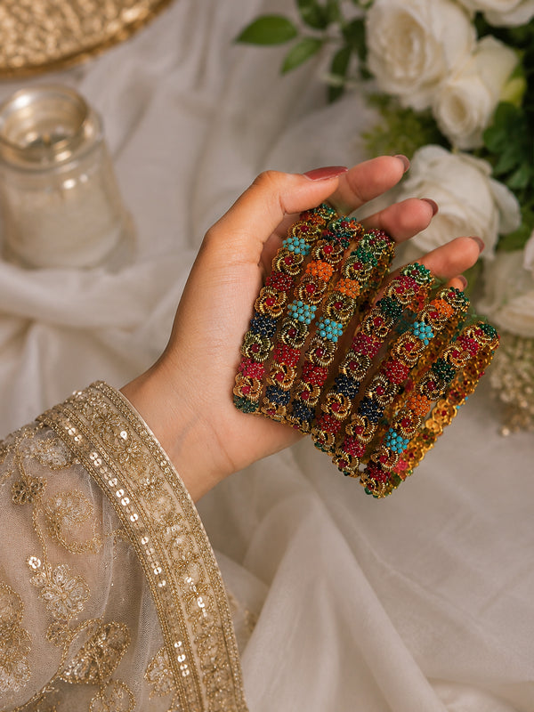 Royal Noratan Beaded Floral Bangles