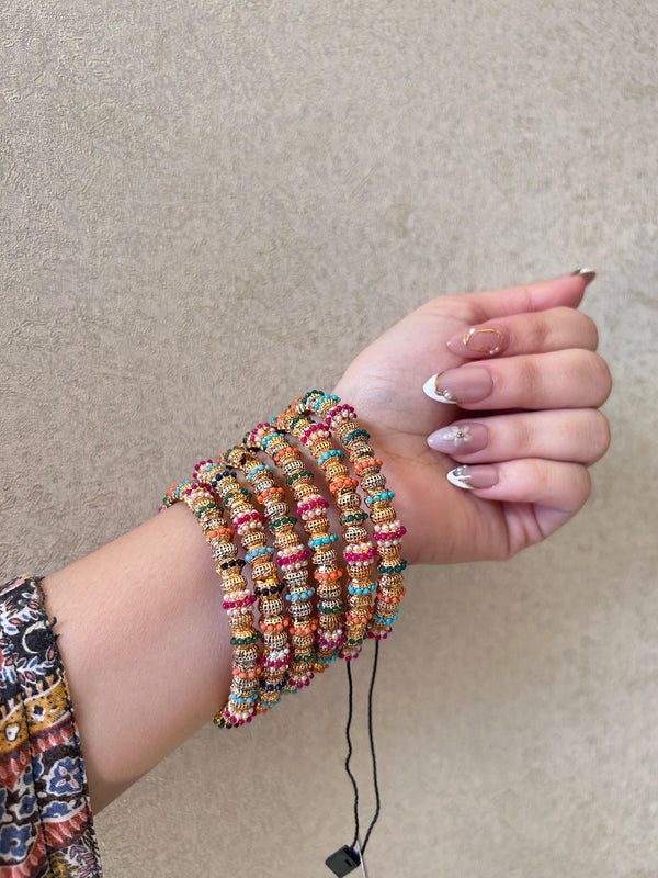 Royal Multicolor Beaded Stack Bangles