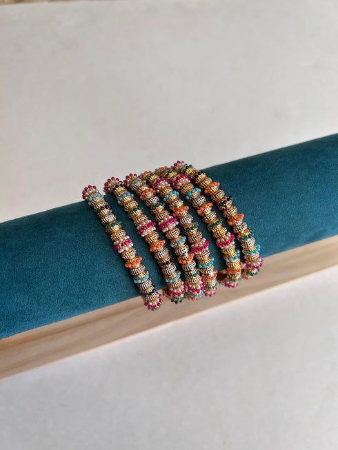 Royal Multicolor Beaded Stack Bangles